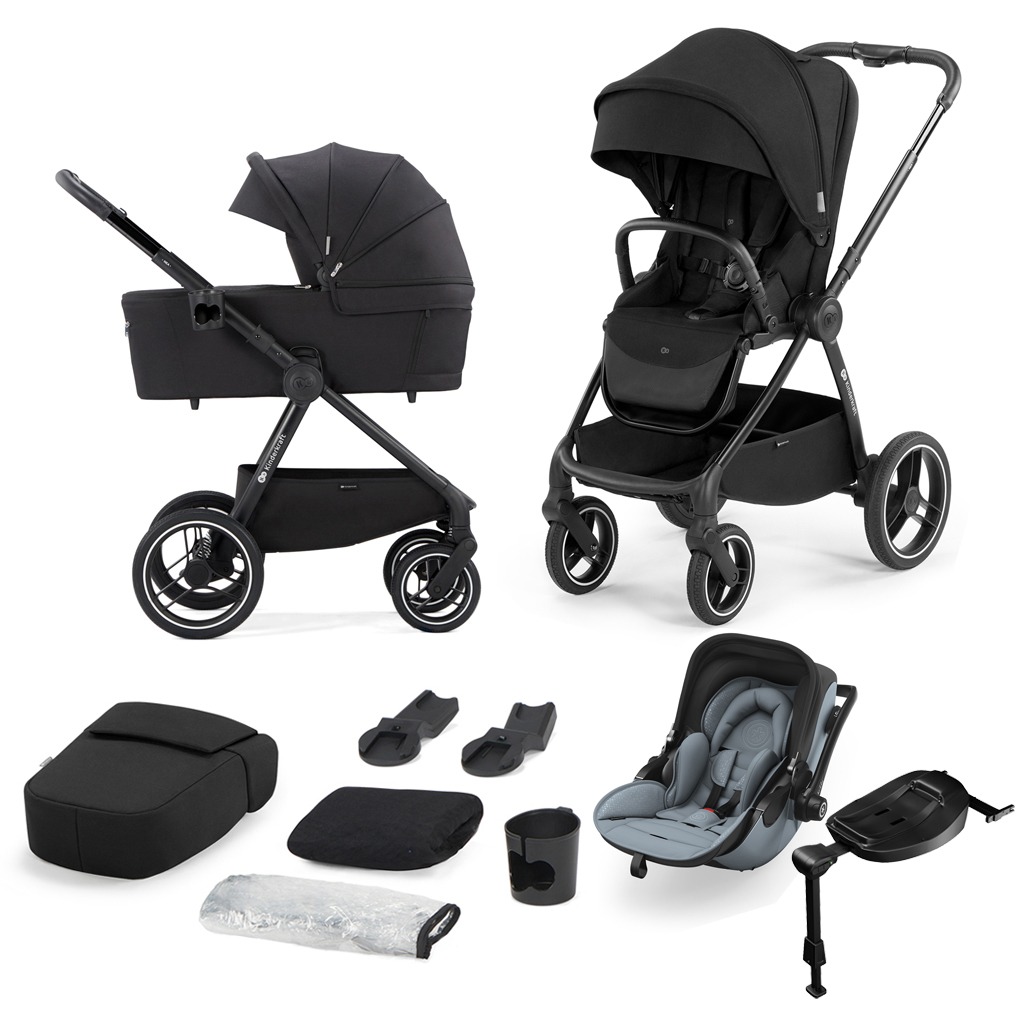 Obrázok KINDERKRAFT SELECT Kočík Nea 2v1 Midnight Black + KIDDY Evoluna i-size 2 Grey Melange Icy Grey