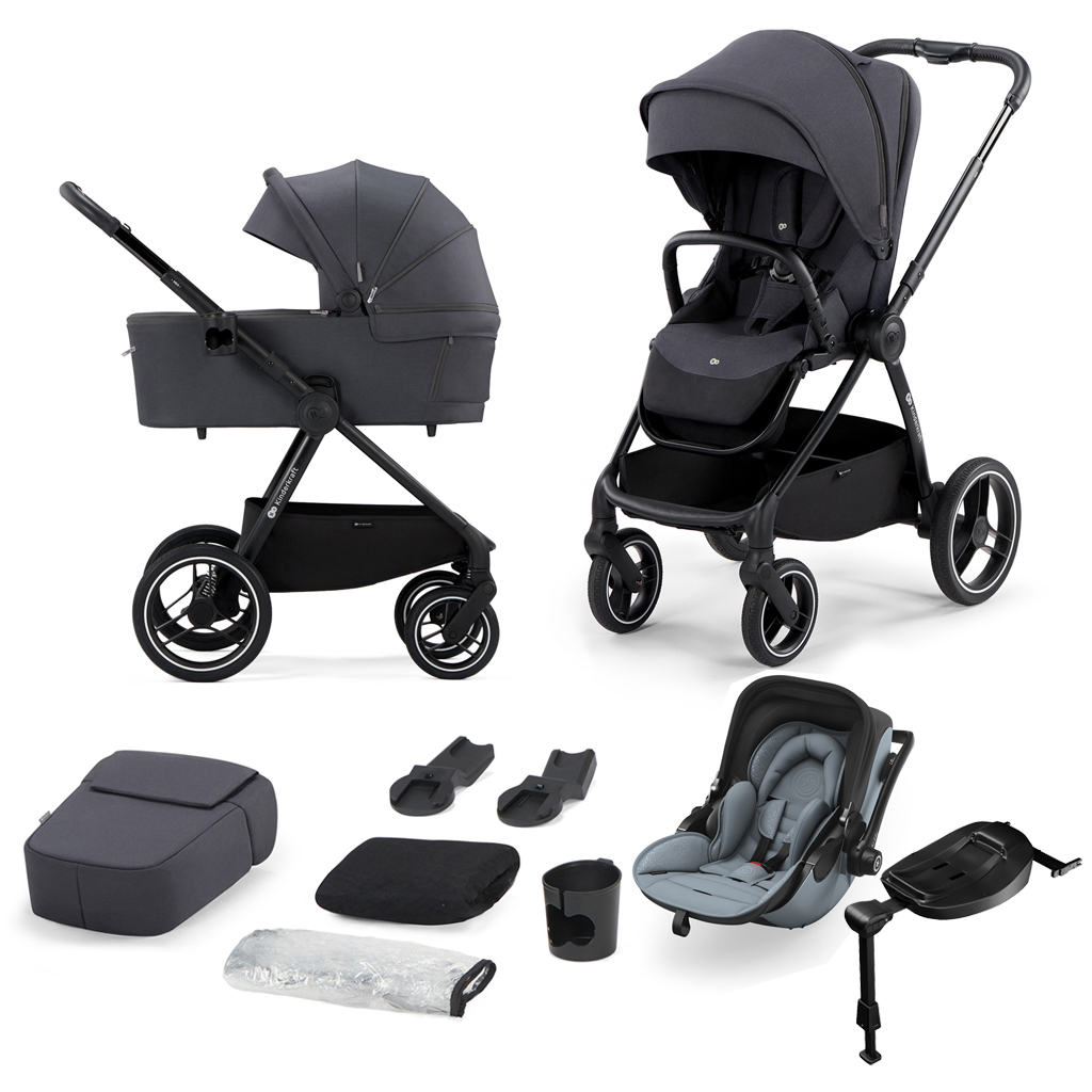 Obrázok KINDERKRAFT SELECT Kočík Nea 2v1 Deep Grey + KIDDY Evoluna i-size 2 Grey Melange Icy Grey