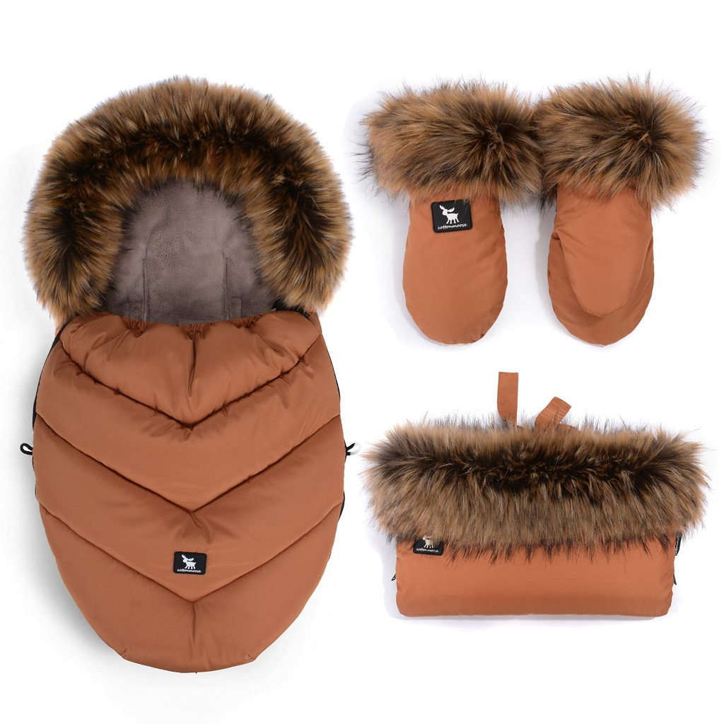 COTTONMOOSE Set zimný fusak, rukavice a rukávník Moose MINI Yukon Amber