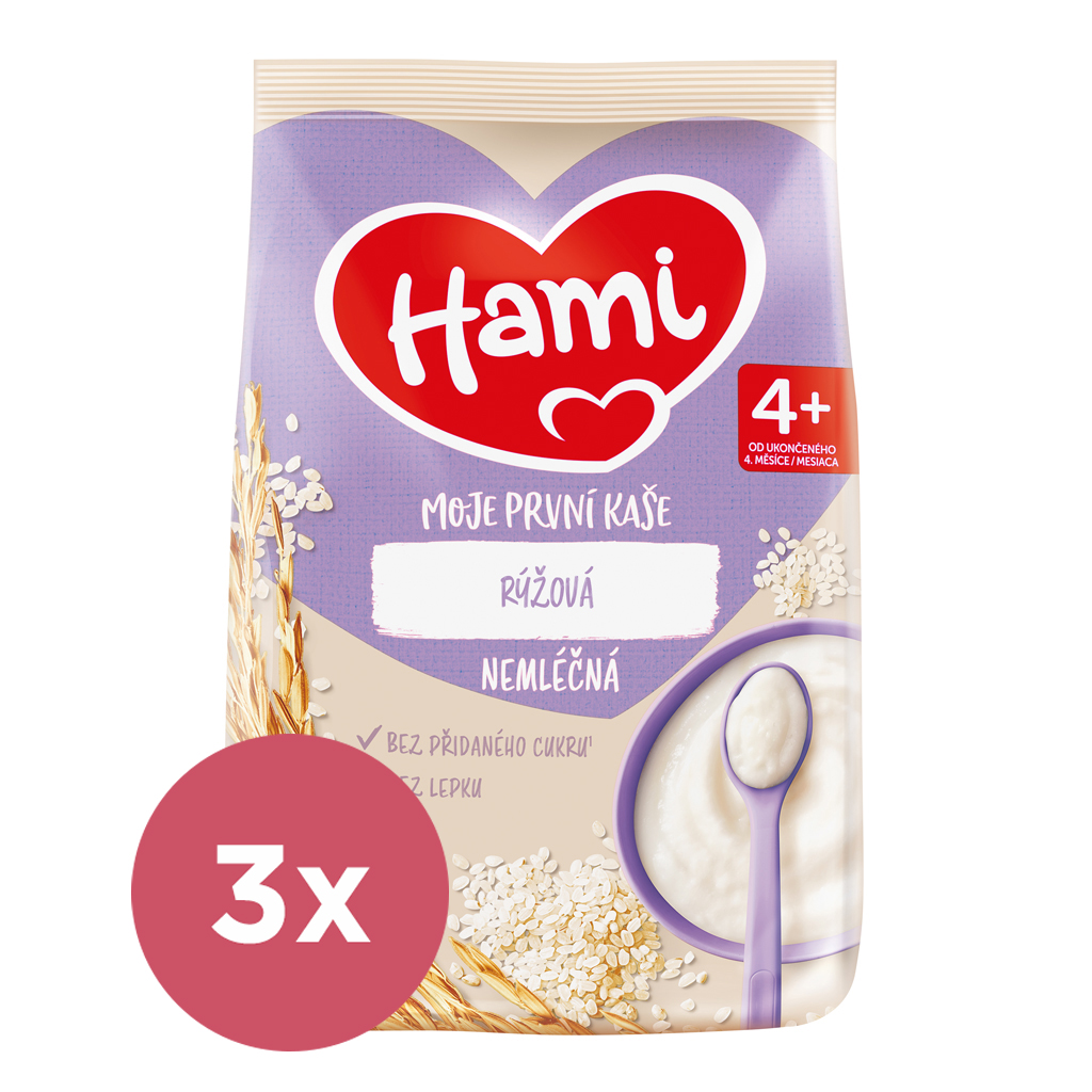 3x HAMI Moja prvá kaša nemliečna ryžová 4+, 170g