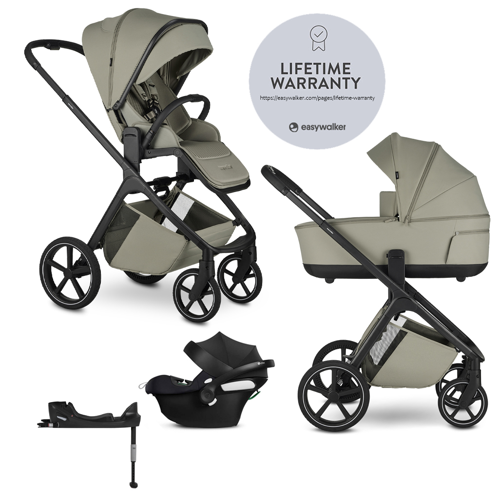 EASYWALKER Kočárek kombinovaný Zoey Sage Green + CBX By CYBEX Aton B2 i-Size + základna
