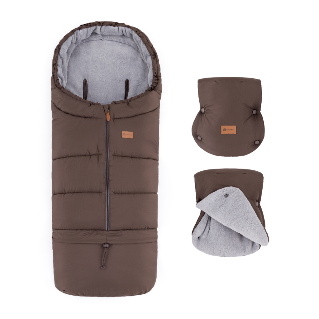 Petite&Mars Jibot 3in1 téli bundazsák Dark Walnut színben Jasie kézmelegítő kesztyűvel
