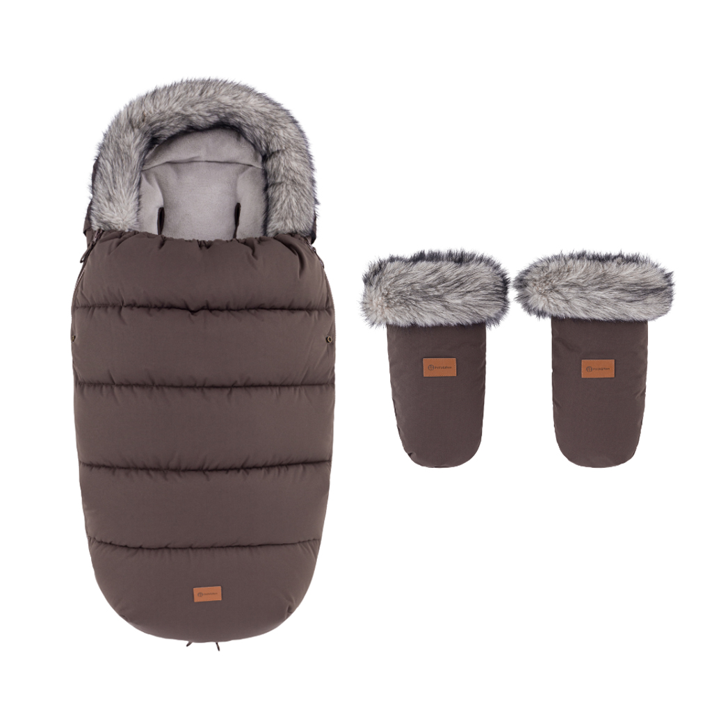 PETITE&MARS Set zimní fusak Comfy 4v1 + rukavice na kočárek Fjora Rich Brown