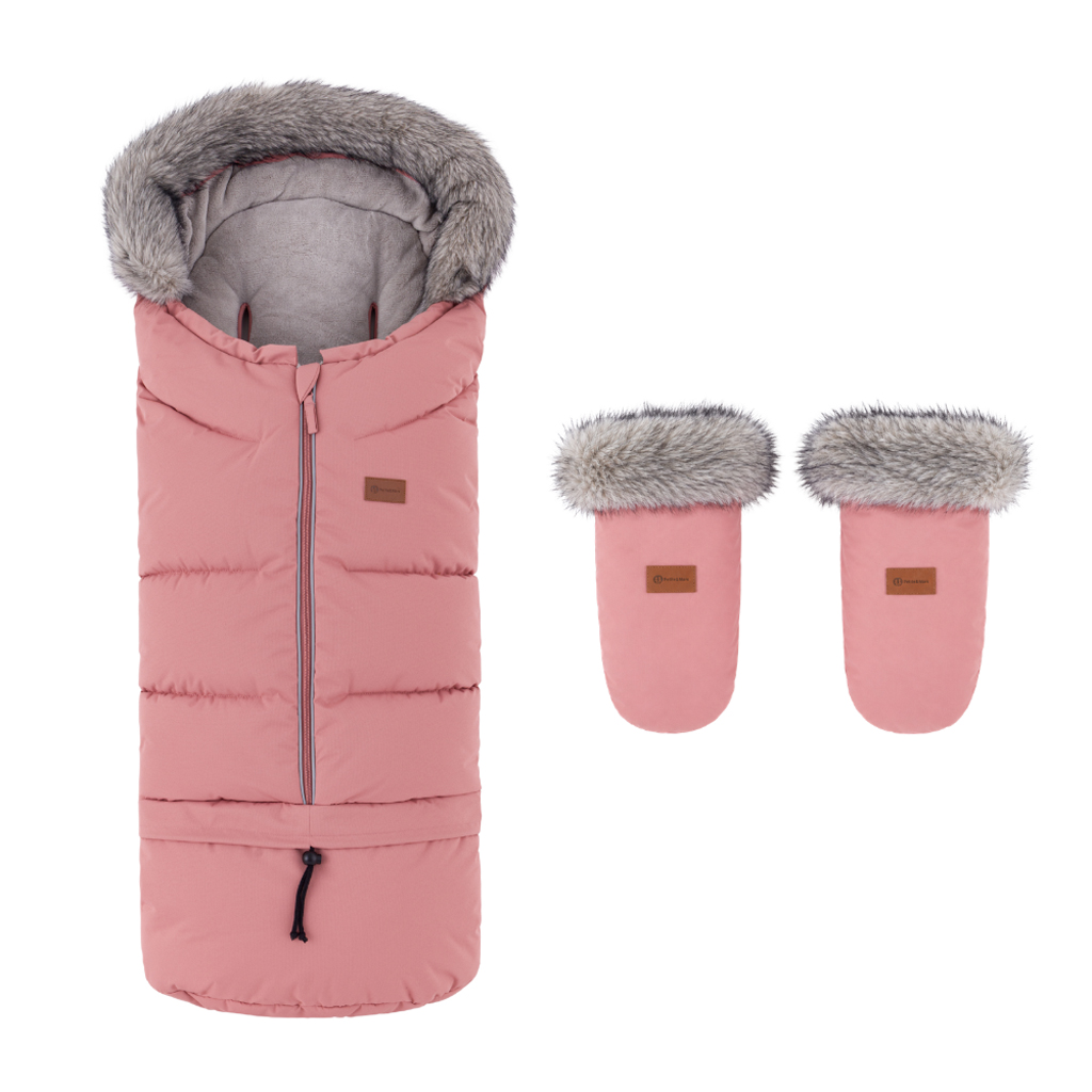 PETITE&MARS Set zimní fusak Arctic 4v1 + rukavice na kočárek Fjora Old Rose