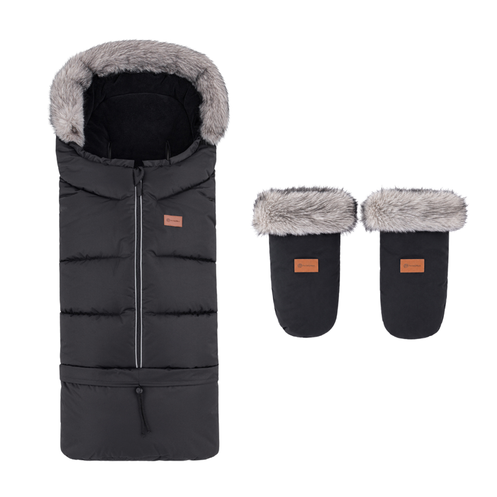PETITE&MARS Set zimní fusak Arctic 4v1 + rukavice na kočárek Fjora Forever Black