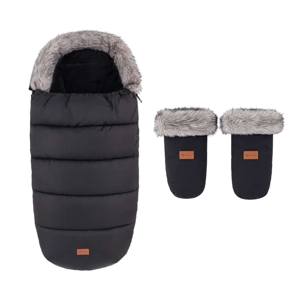 PETITE&MARS Set zimní fusak Comfy 4v1 + rukavice na kočárek Fjora Forever Black