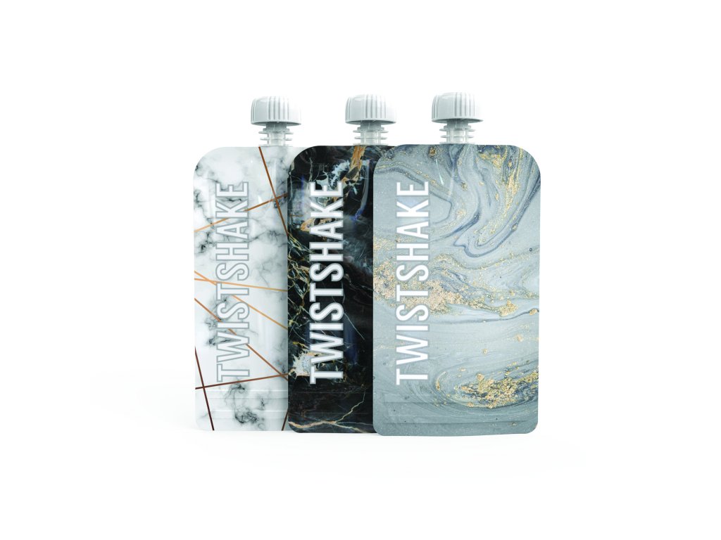 TWISTSHAKE Plniteľná kapsička 3x100 ml, mramorová šedá