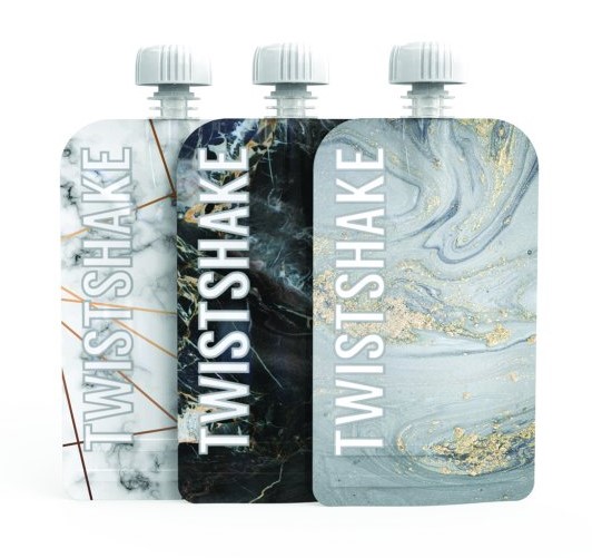 TWISTSHAKE Plniteľná kapsička 3x100 ml, mramorová šedá